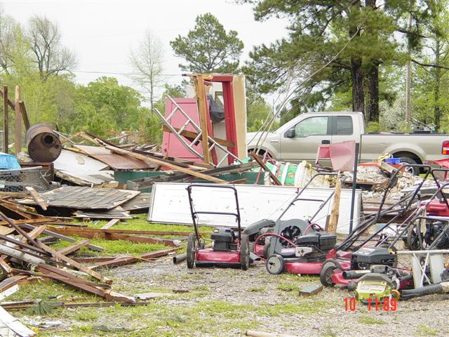 Nothing left standing but the structures door.